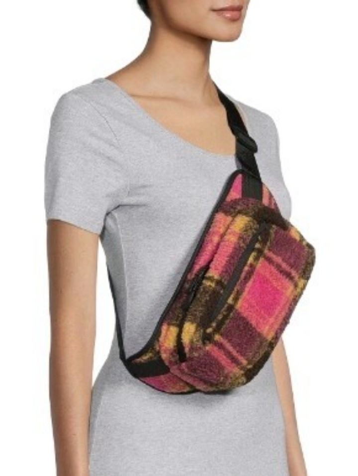 Like New! Retro Fleece Plaid Handsfree Crossbody/Fanny Belt Bag
